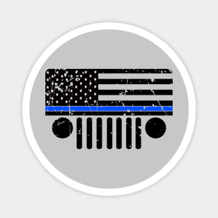 Jeep Police Blue Line Flag, Funny Design US Flag Distressed Magnet